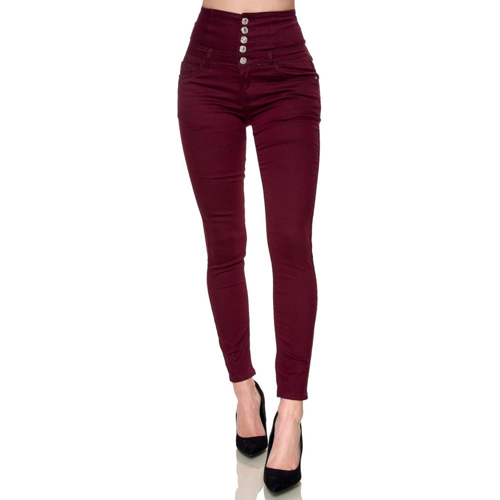 image:imageElara Jeans Femmes Stretch Taille Haute Skinny ChunkyrayanWine